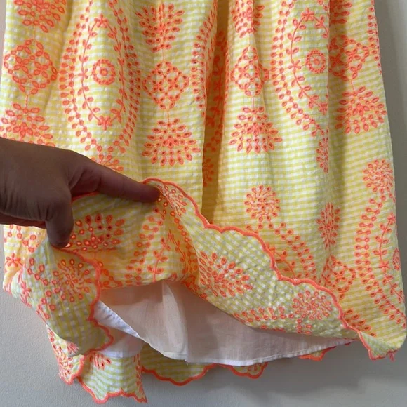 Lilly Pulitzer Sarafina Eyelet Babydoll Dress Calla Yellow Gingham NWT Size 2 - Picture 7 of 14